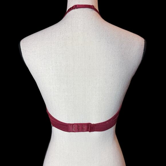 Victorias Secret Very Sexy Halter Keyhole Lace Bralette Burgundy Red Small - Picture 3 of 12
